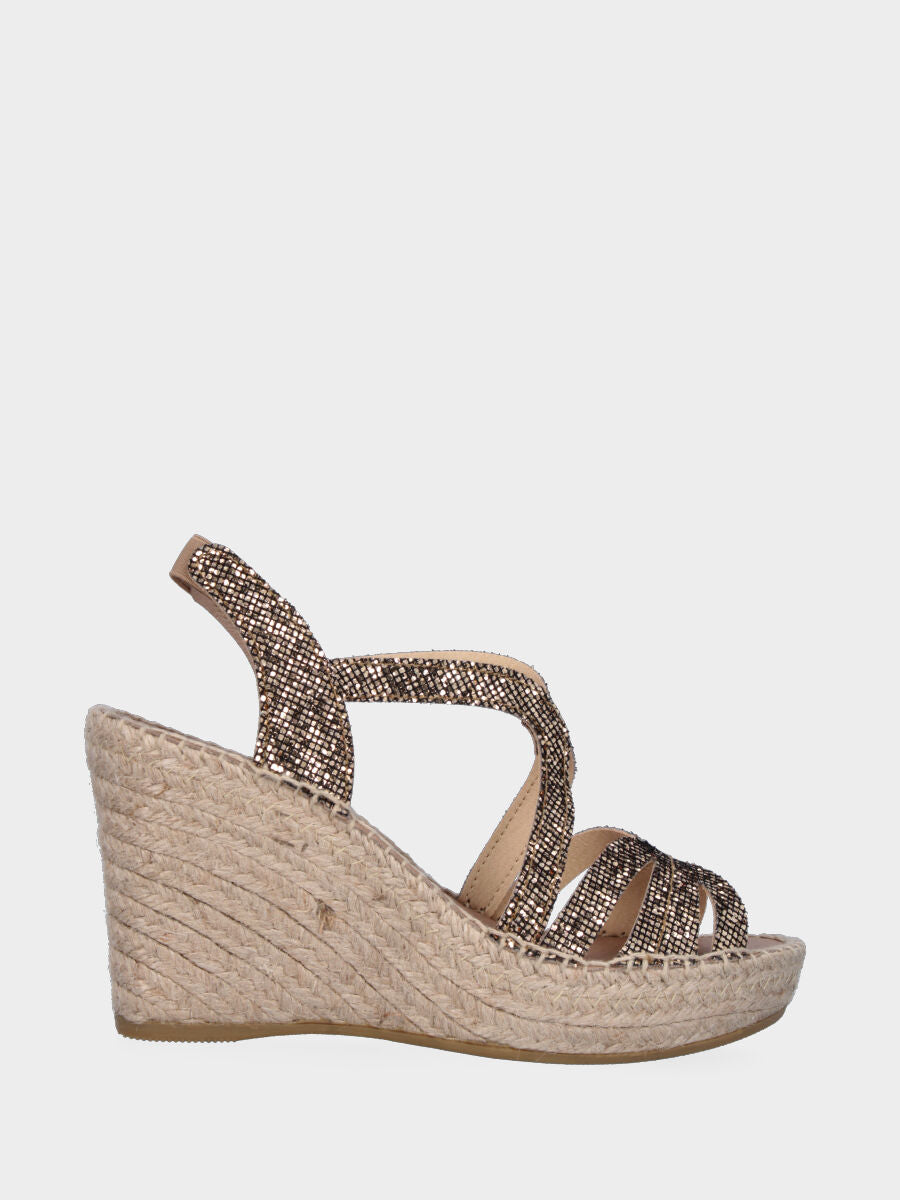 Sandalo marrone in glitter con fasce