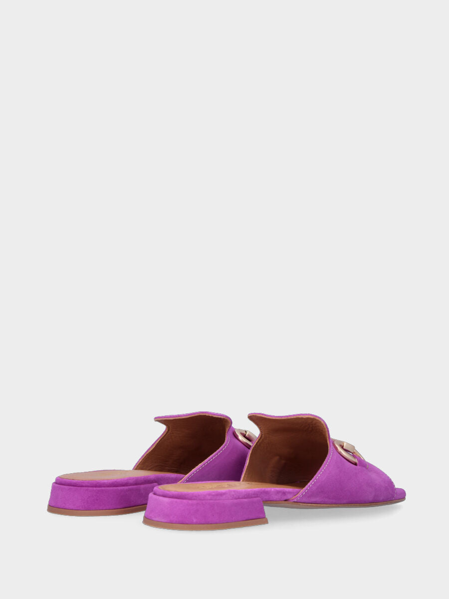 Ciabattina violette en cuir avec morsetto métallique