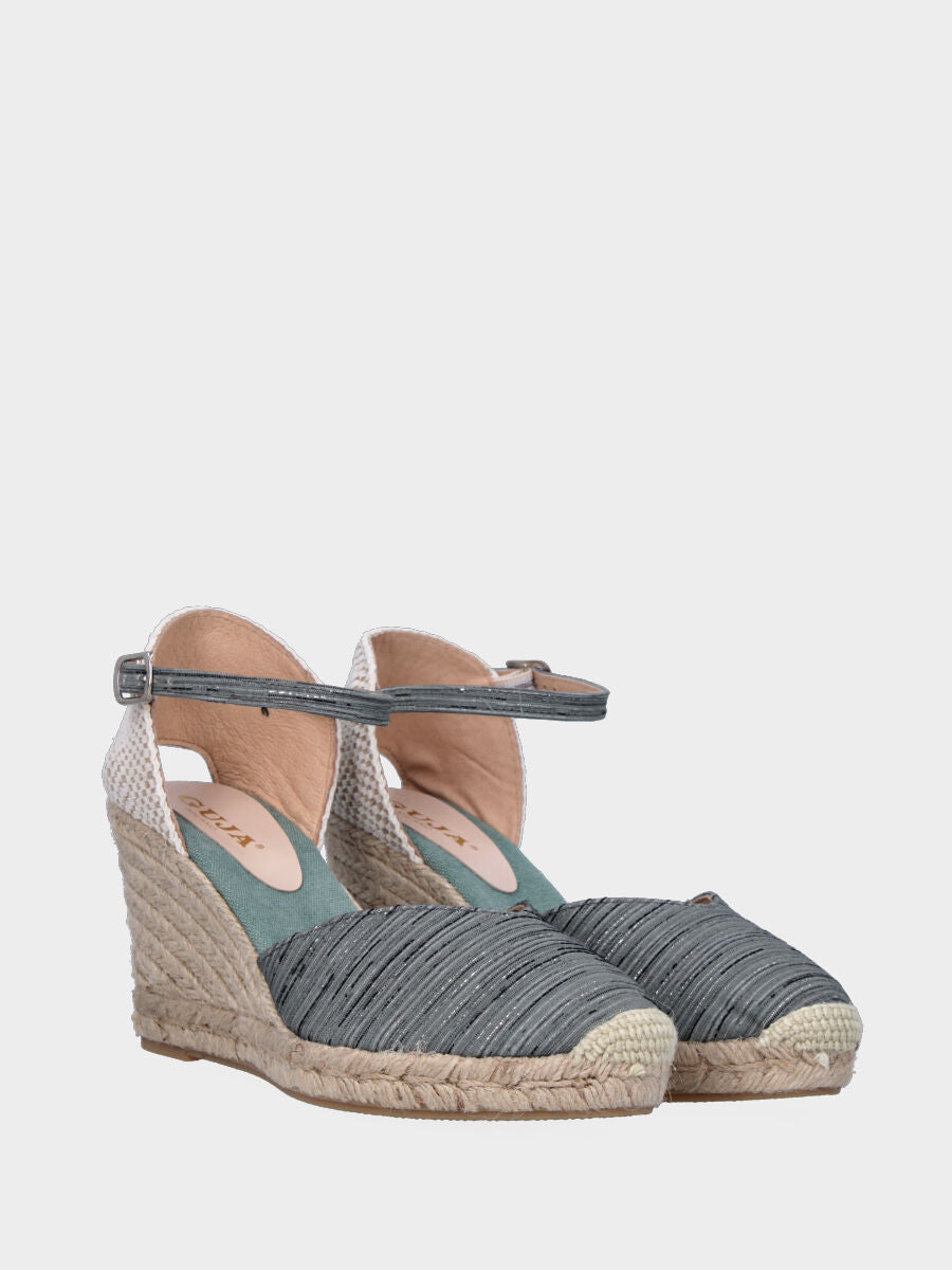 Gray peasant blouse in fabric with ankle strap