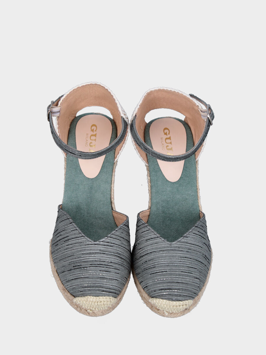 Gray peasant blouse in fabric with ankle strap