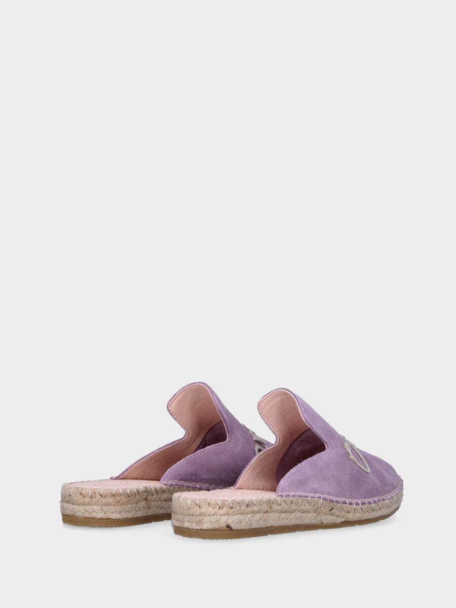 Sabot lilla in pelle con ricamo "Ciao Amore"