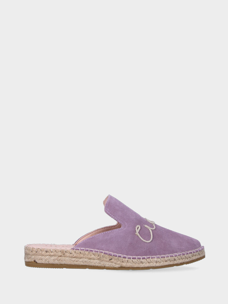 Sabot lilla in pelle con ricamo "Ciao Amore"