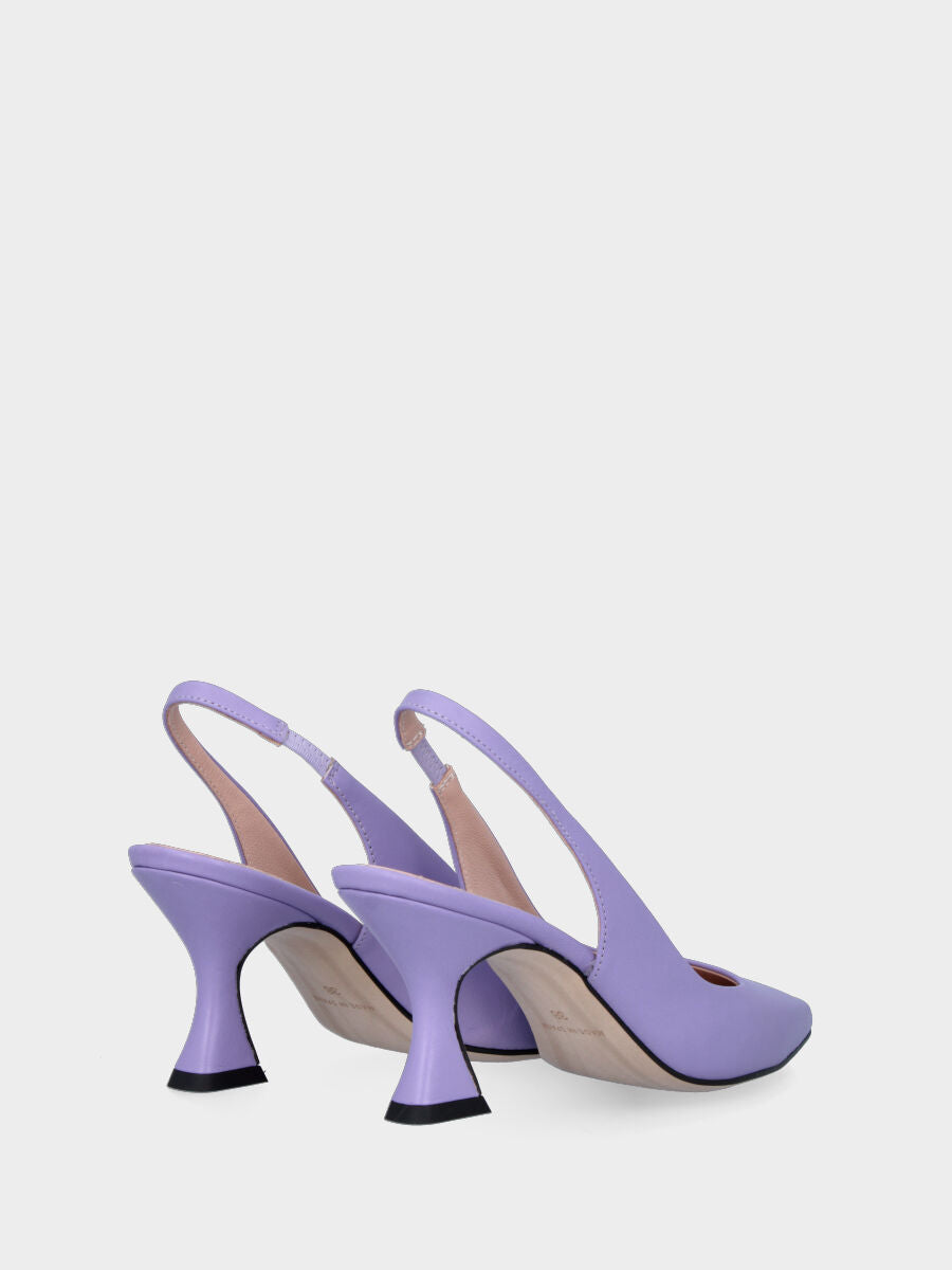 Lila Pumps Slingback aus Leder mit Spulenabsatz
