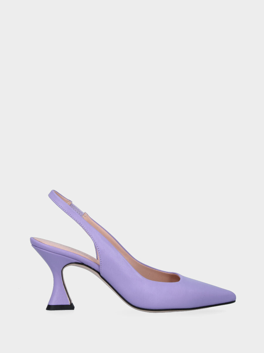 Lila Pumps Slingback aus Leder mit Spulenabsatz