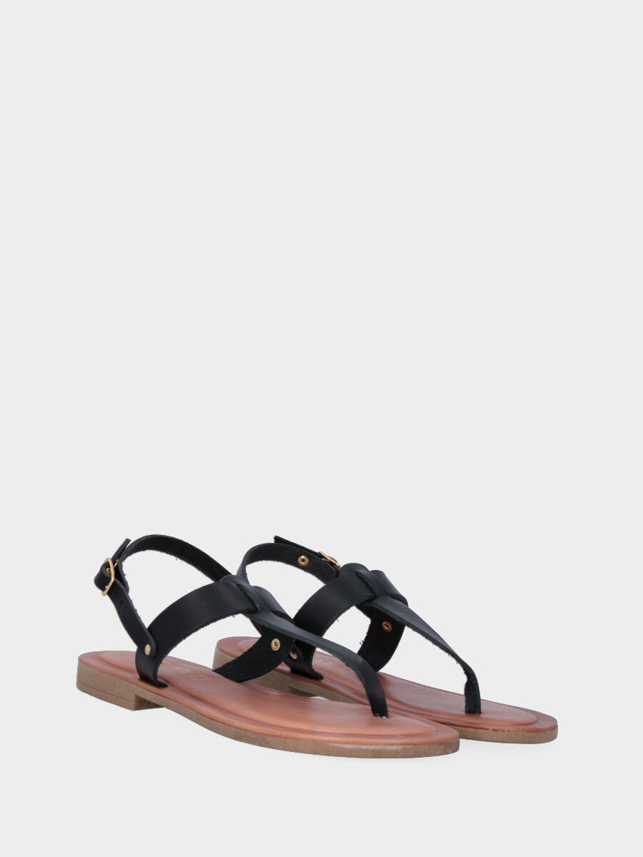 Sandalo ad infradito nero in pelle