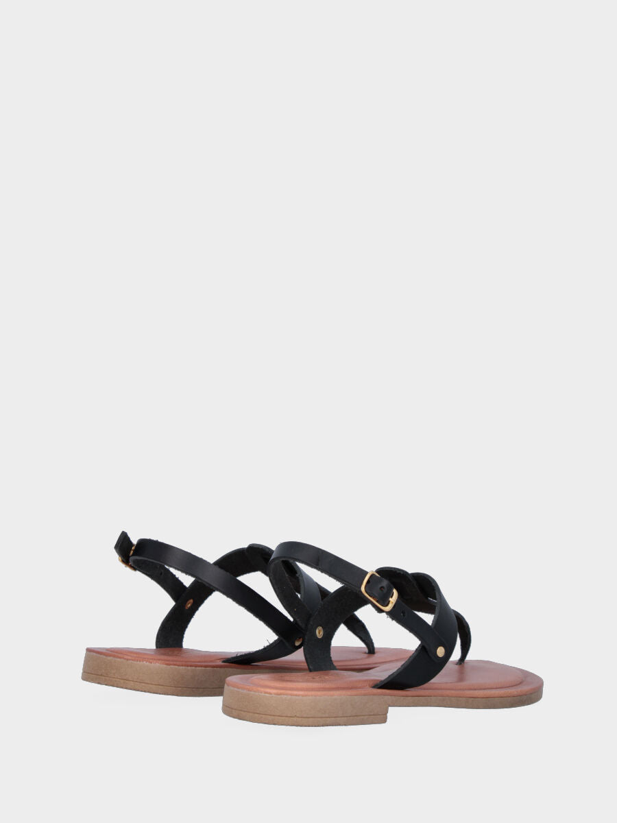 Sandalo ad infradito nero in pelle