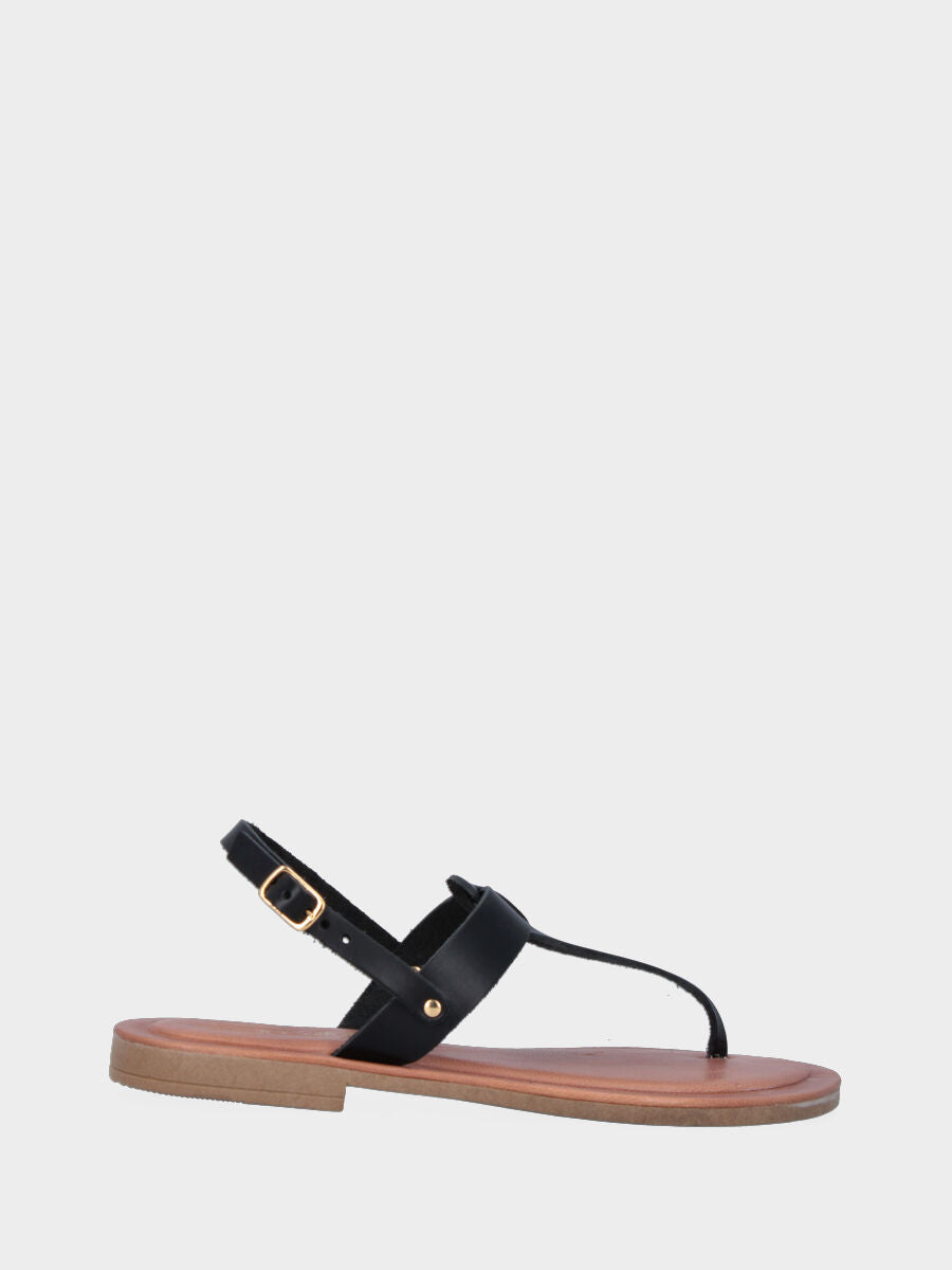 Sandalo ad infradito nero in pelle