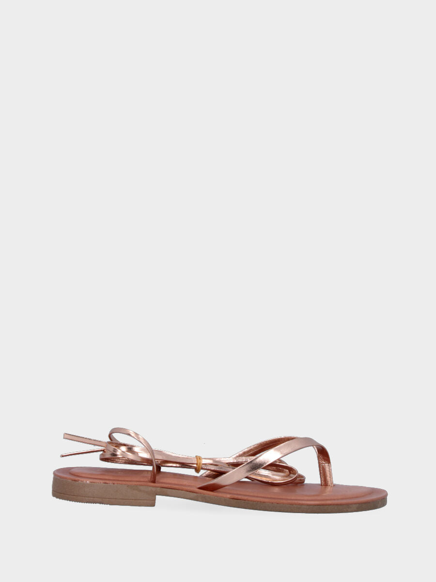 Copper Laminated Flip Flop Sandal with Ankle Strap
