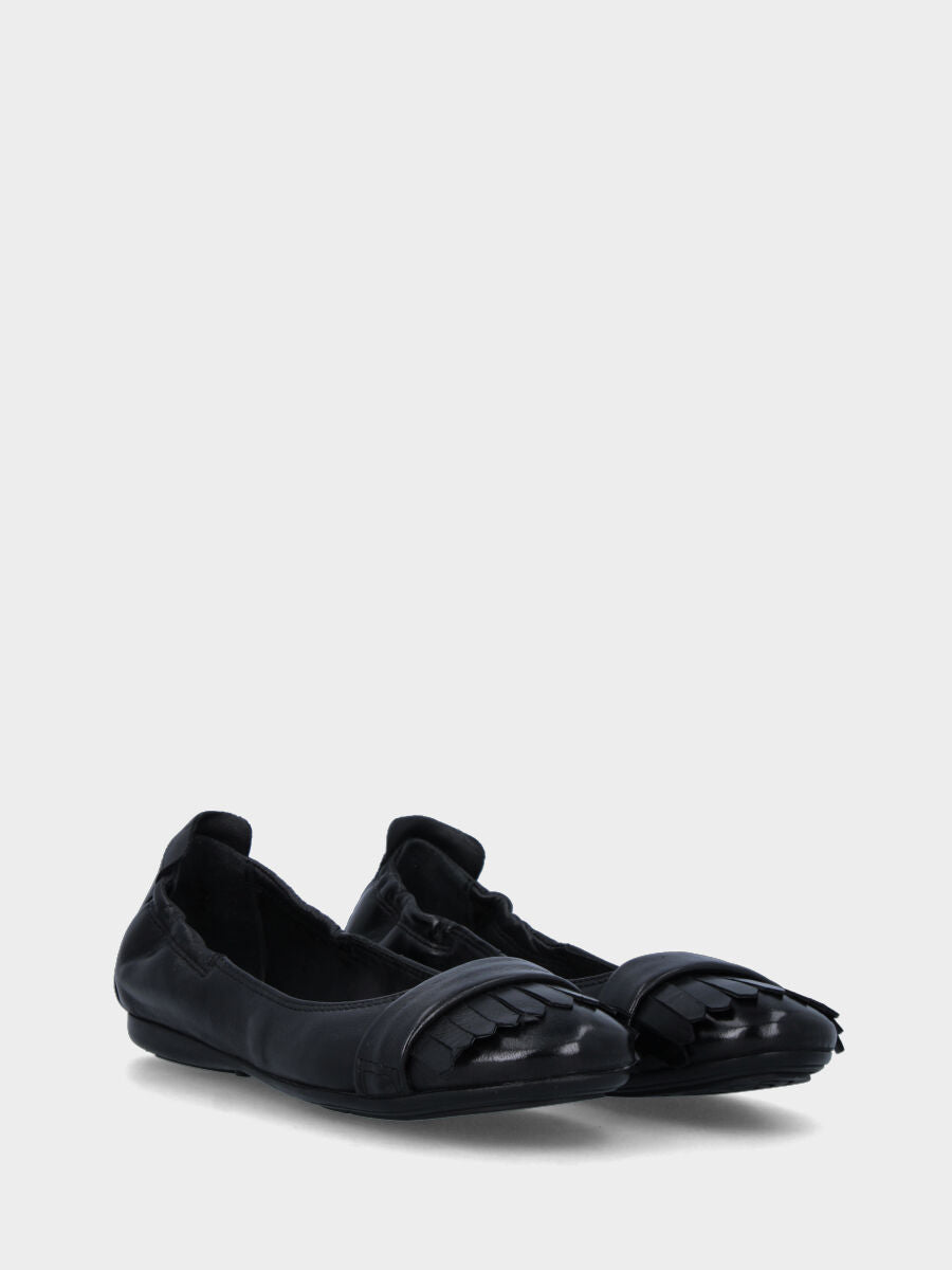 Ballerina nera in pelle con frange