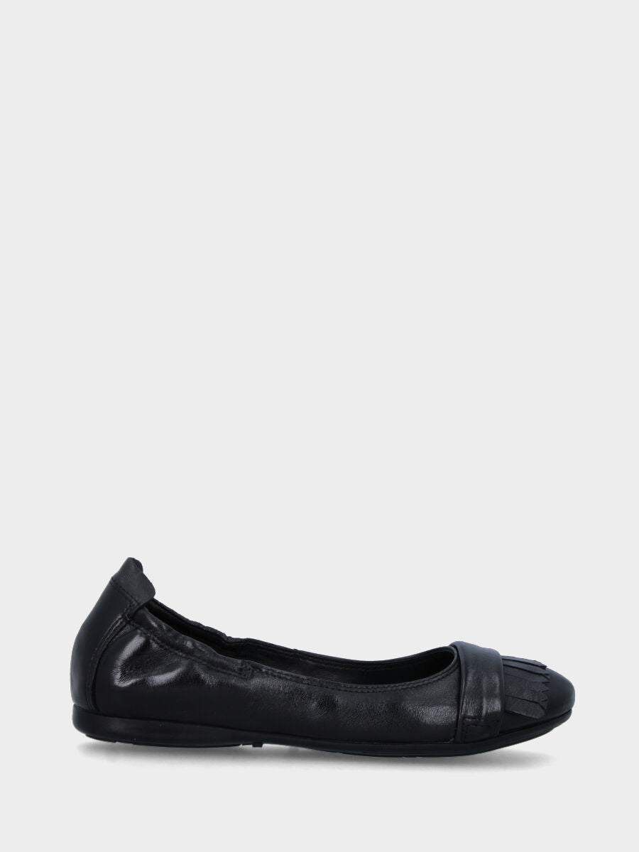 Ballerina nera in pelle con frange