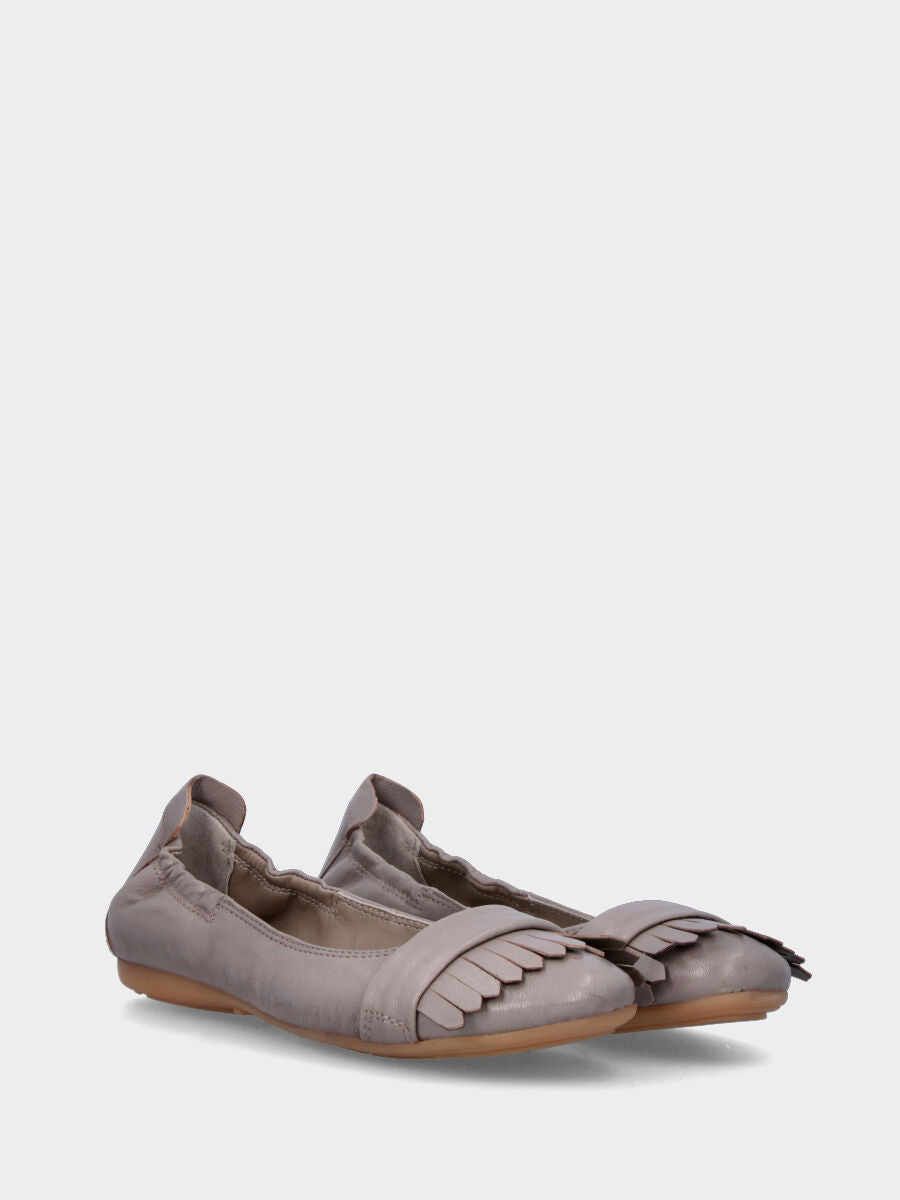 Ballerina grigia in pelle con frange