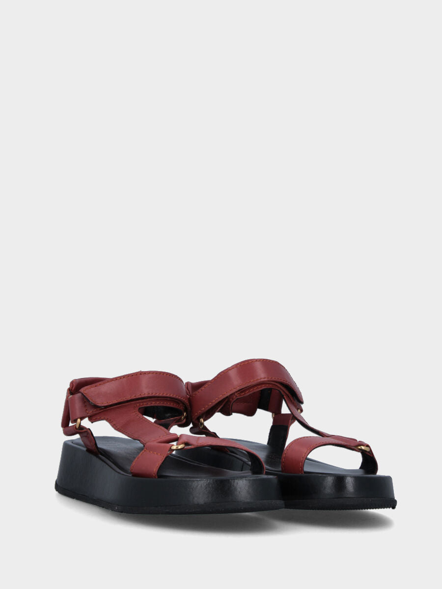 Sandale terre en cuir avec brides