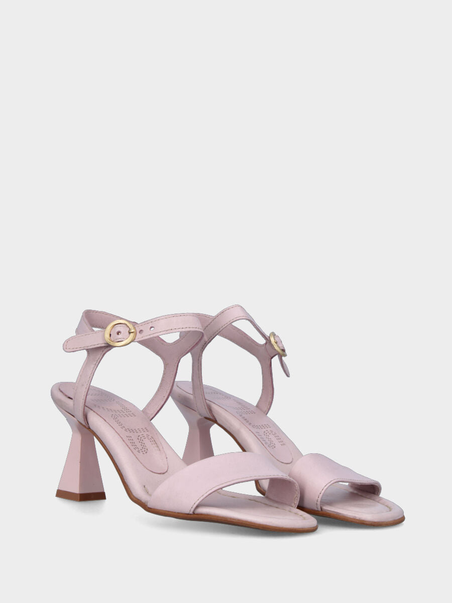 Sandalo nude in pelle con fascetta