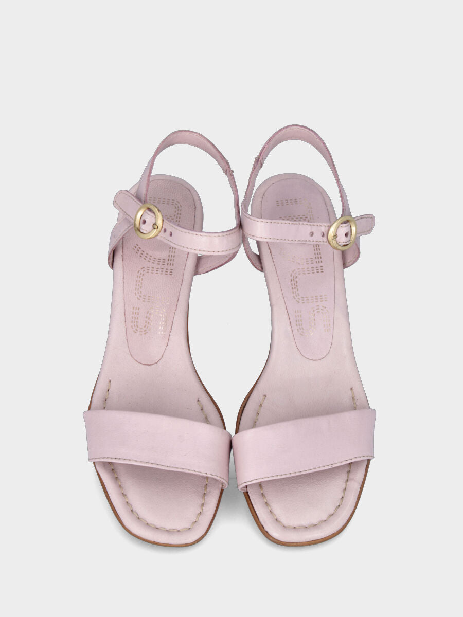 Sandalo nude in pelle con fascetta