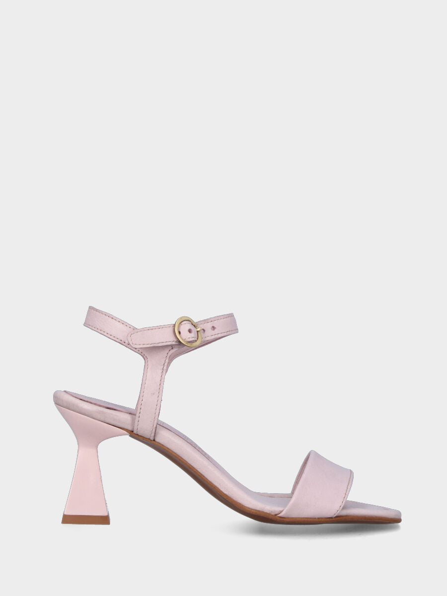 Sandalo nude in pelle con fascetta