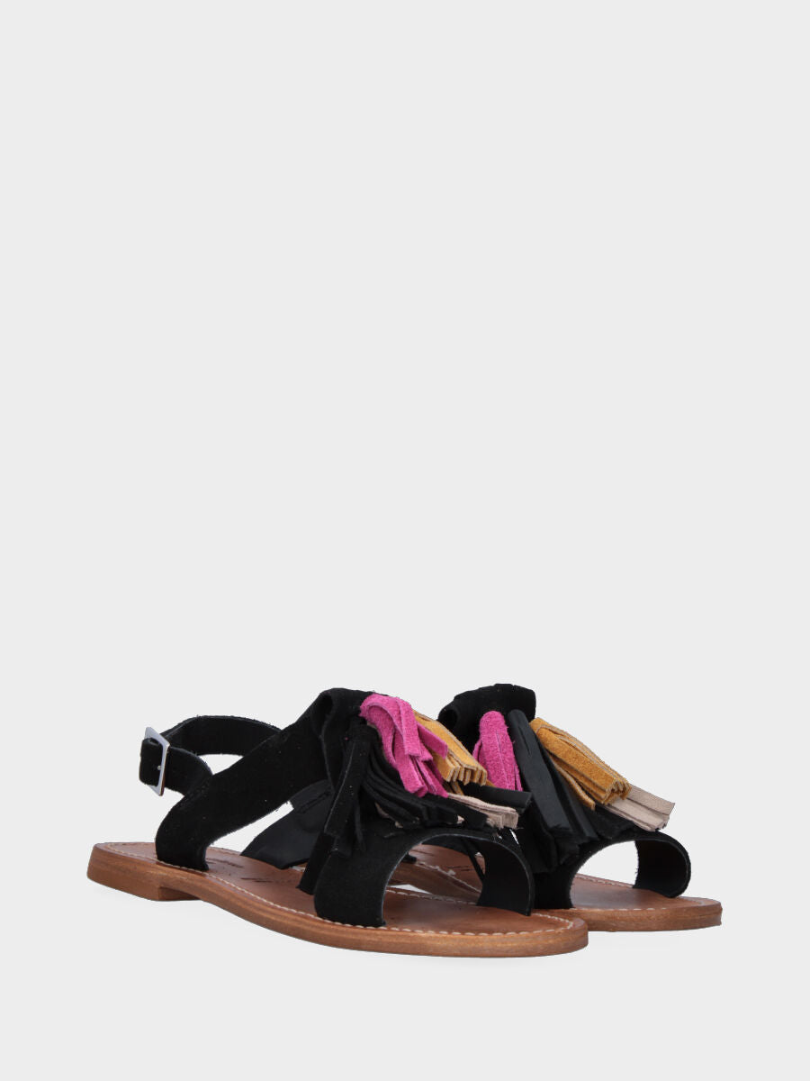 Sandalo monoblocco in vitello rosso con fascia ripiegata