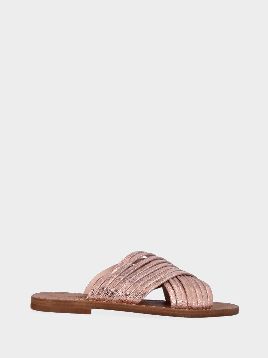 Sandalo monoblocco in vitello rosso con fascia ripiegata
