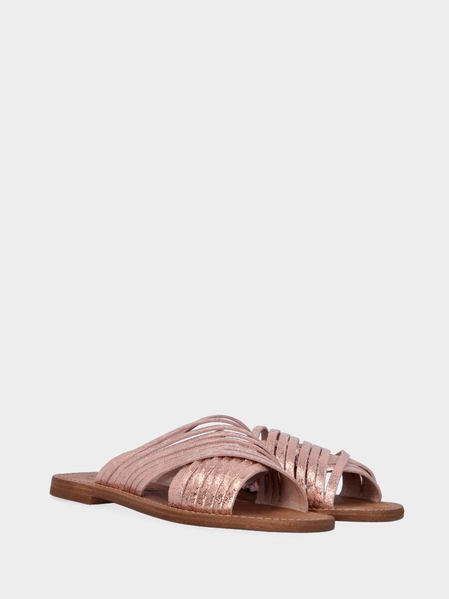 Sandalo monoblocco in vitello rosso con fascia ripiegata