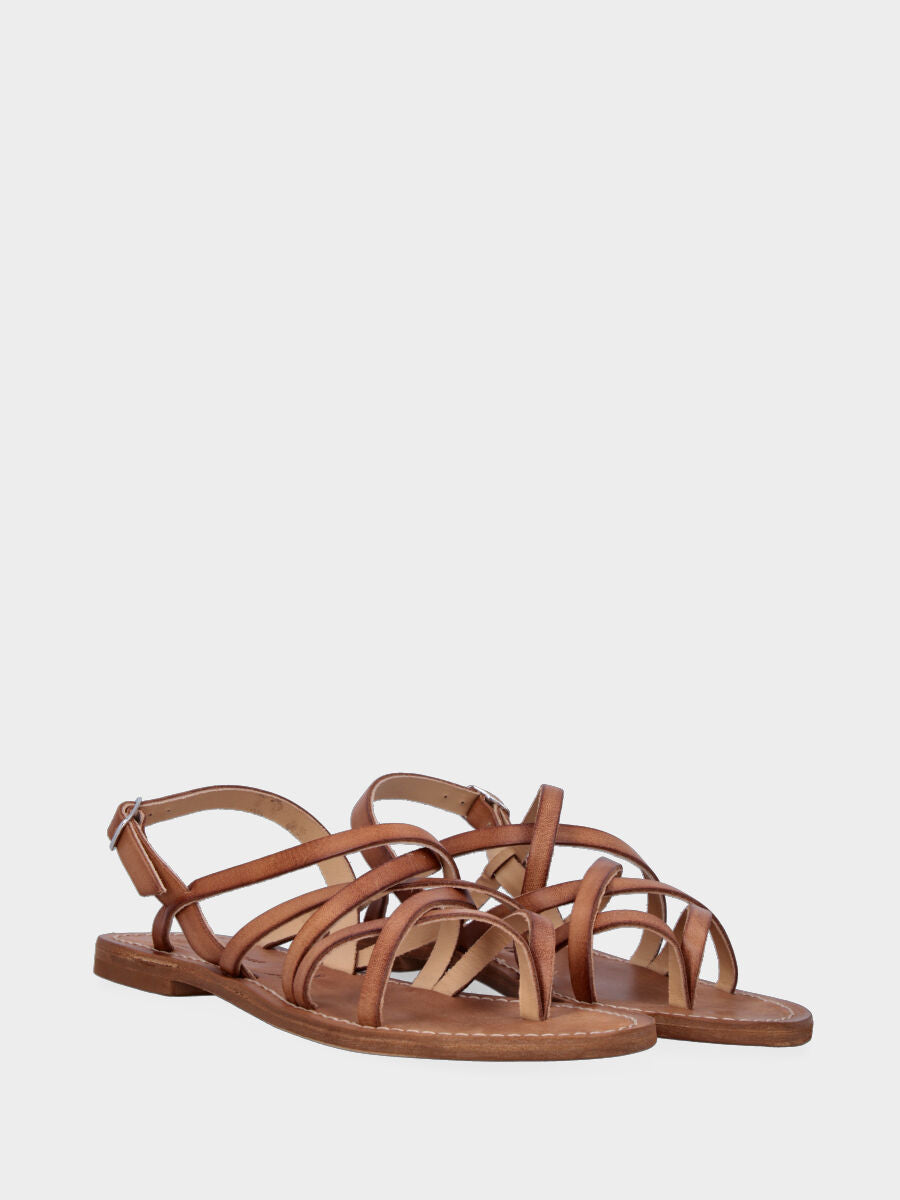 Sandalo monoblocco in vitello rosso con fascia ripiegata