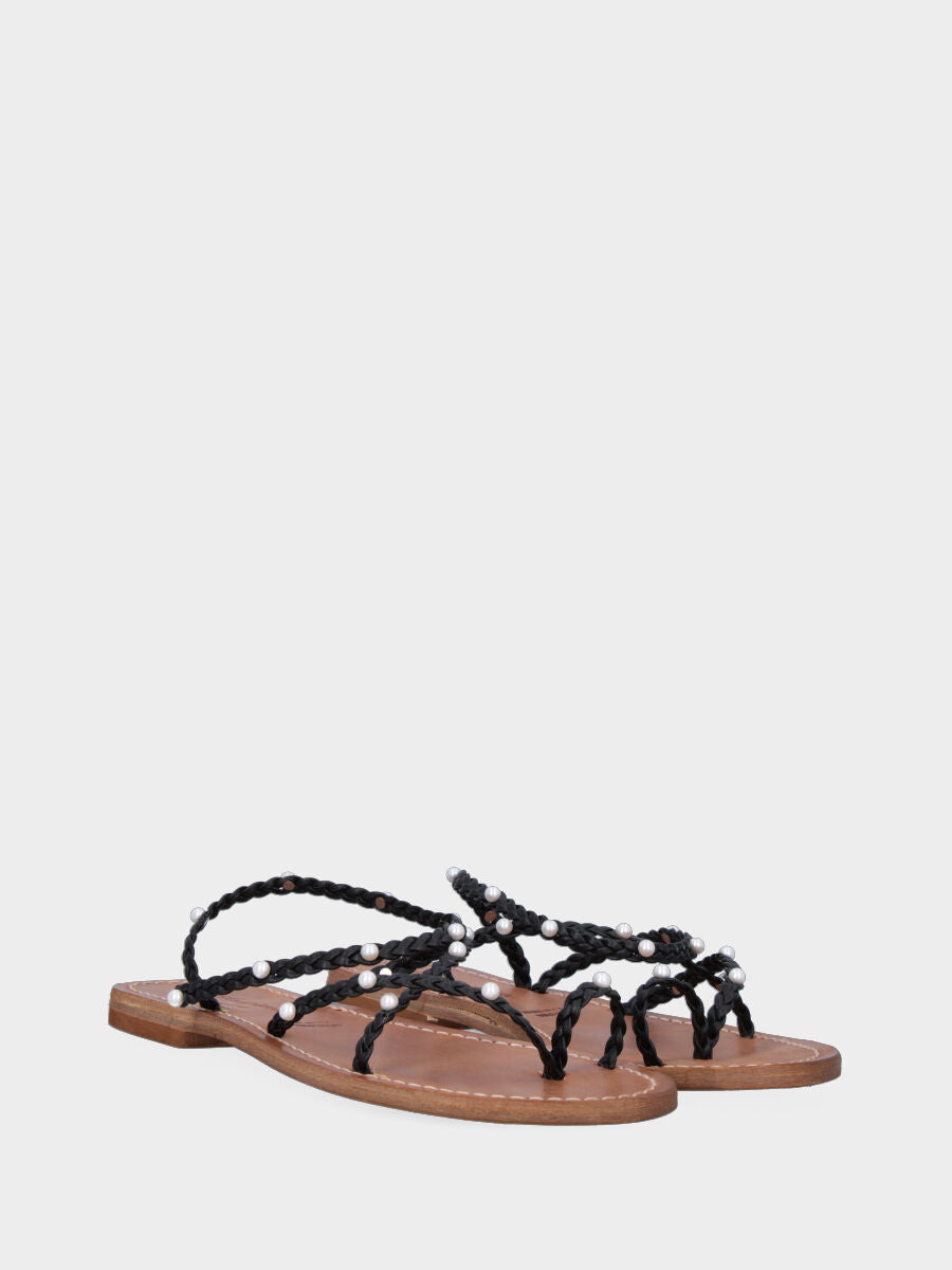 Sandalo monoblocco in vitello rosso con fascia ripiegata
