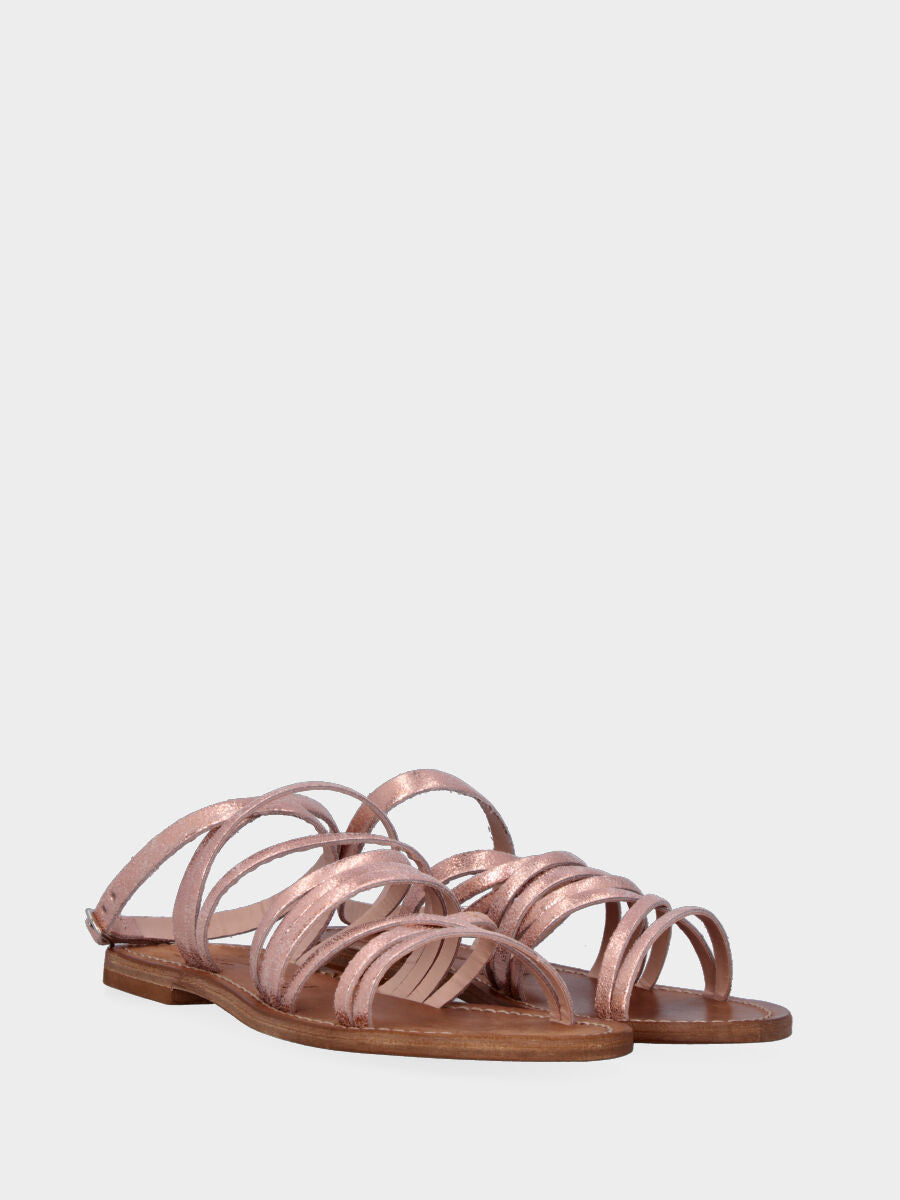 Sandalo monoblocco in vitello rosso con fascia ripiegata