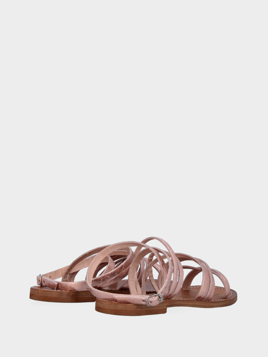 Sandalo monoblocco in vitello rosso con fascia ripiegata