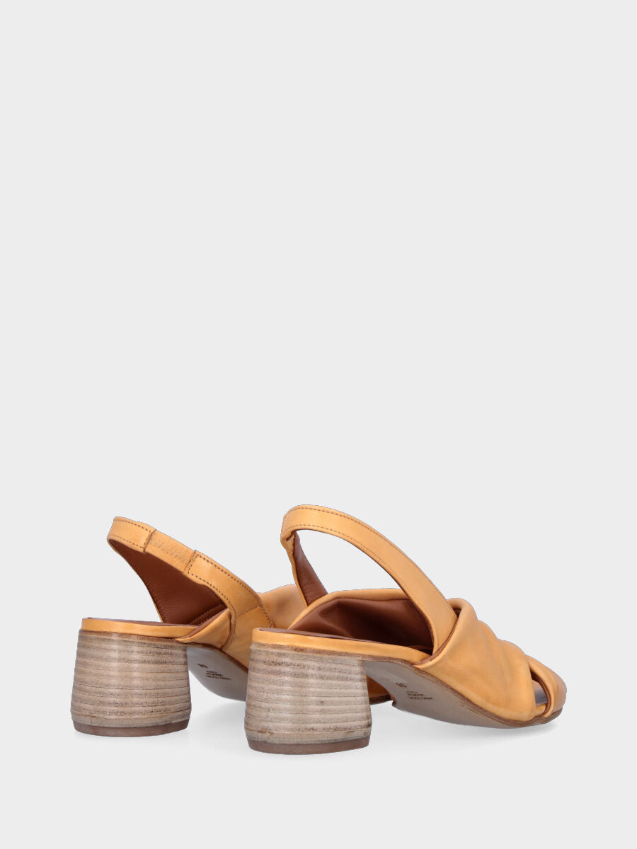 Yellow leather sandal with crossed straps