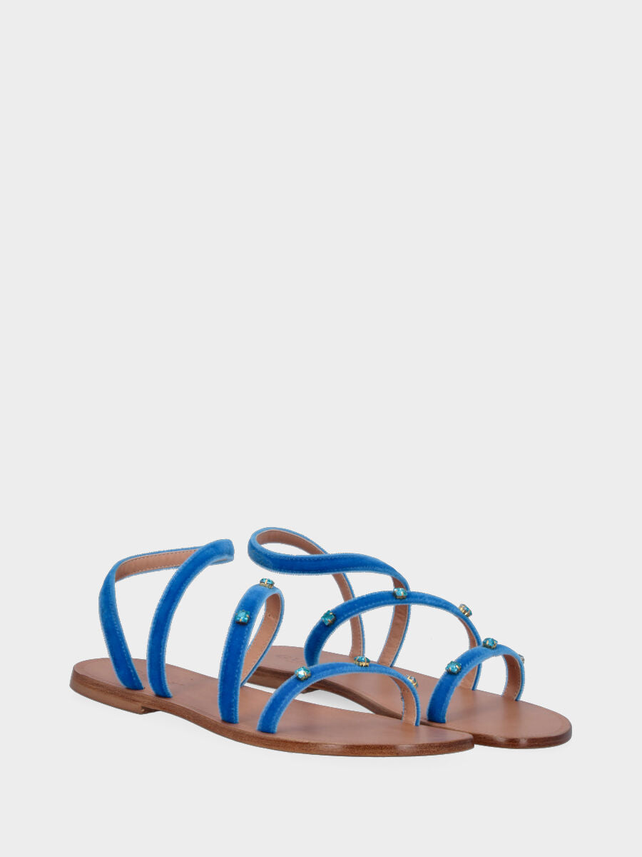 Sandalo monoblocco in vitello rosso con fascia ripiegata