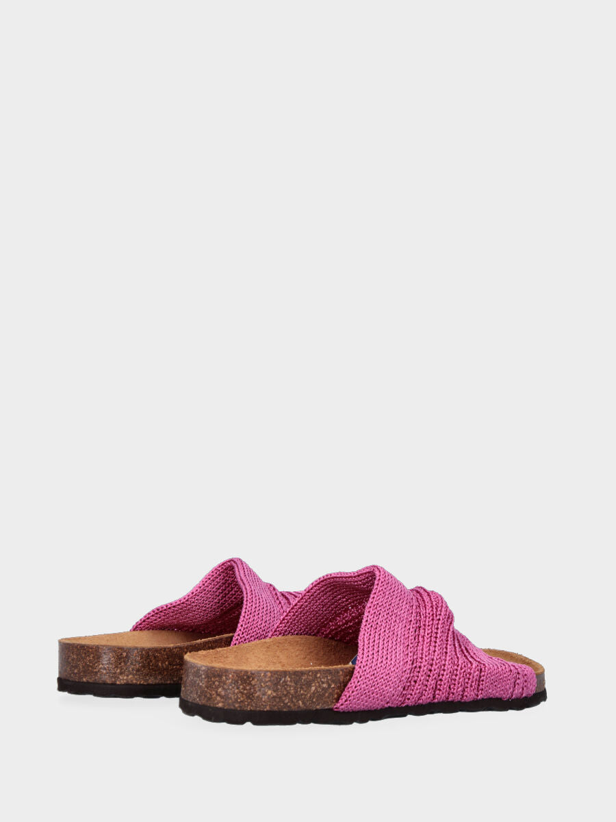 Ciabatta fuchsia en tissu avec plateforme en liège