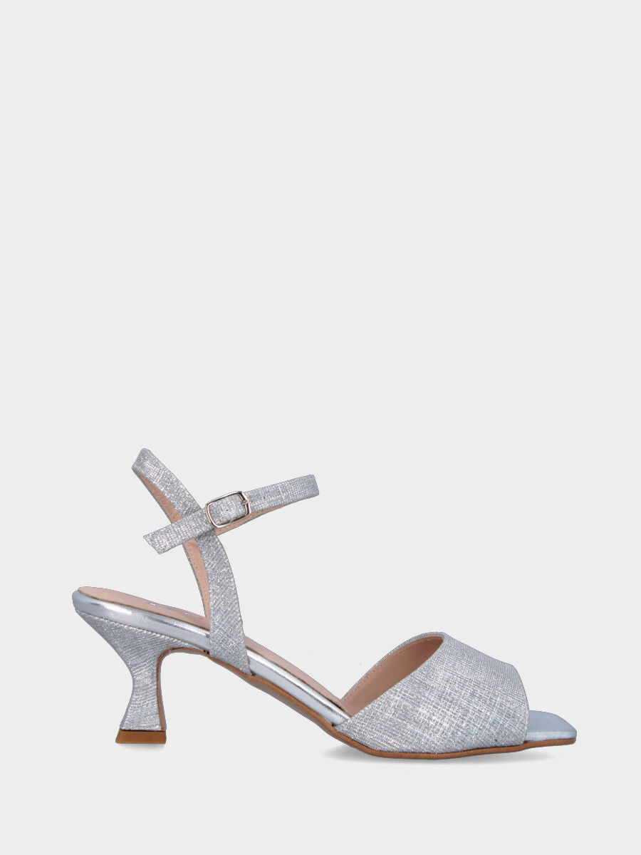Silver lurex sandal with square toe and band