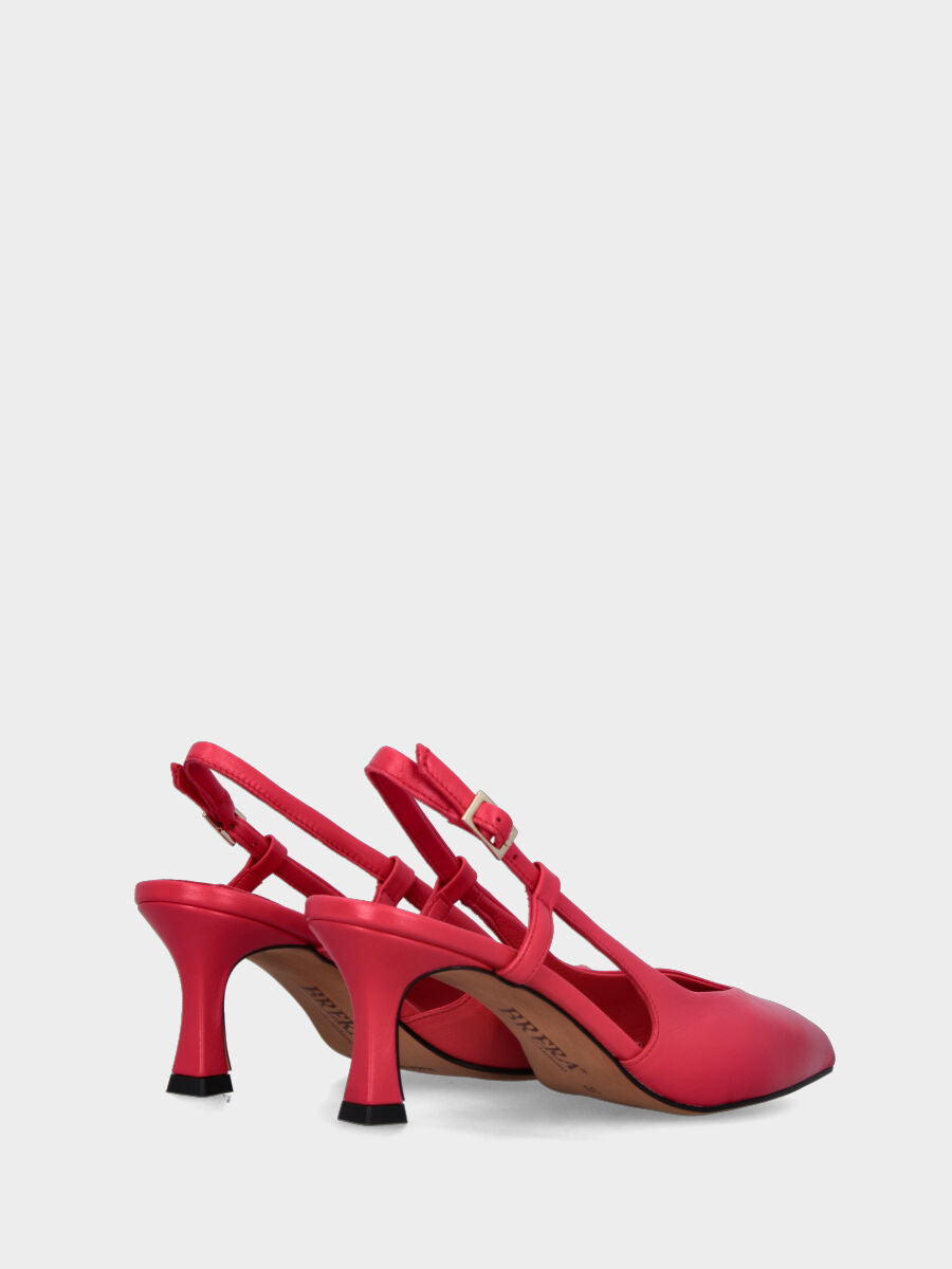 Slingback rossa in pelle con scollo a cuore