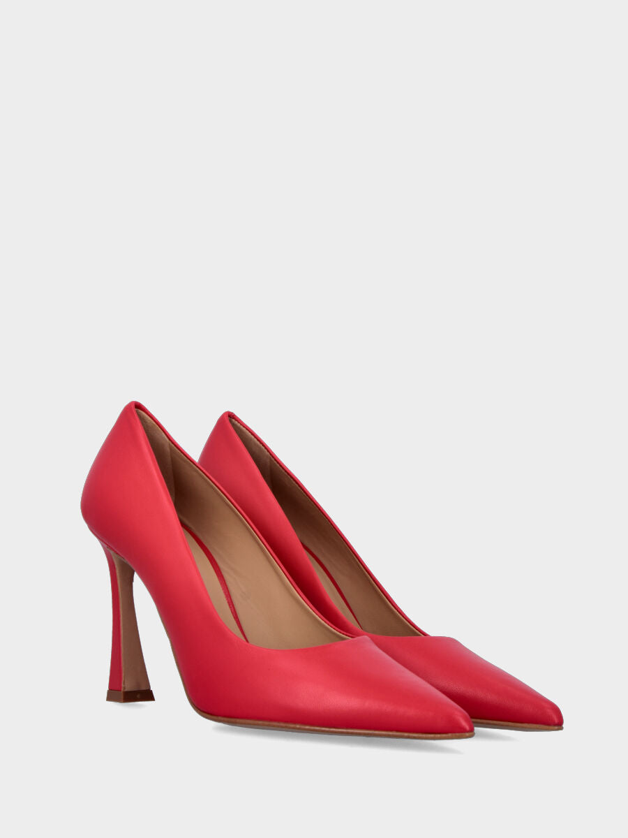 Décolleté rossa in pelle con tacco a stiletto largo