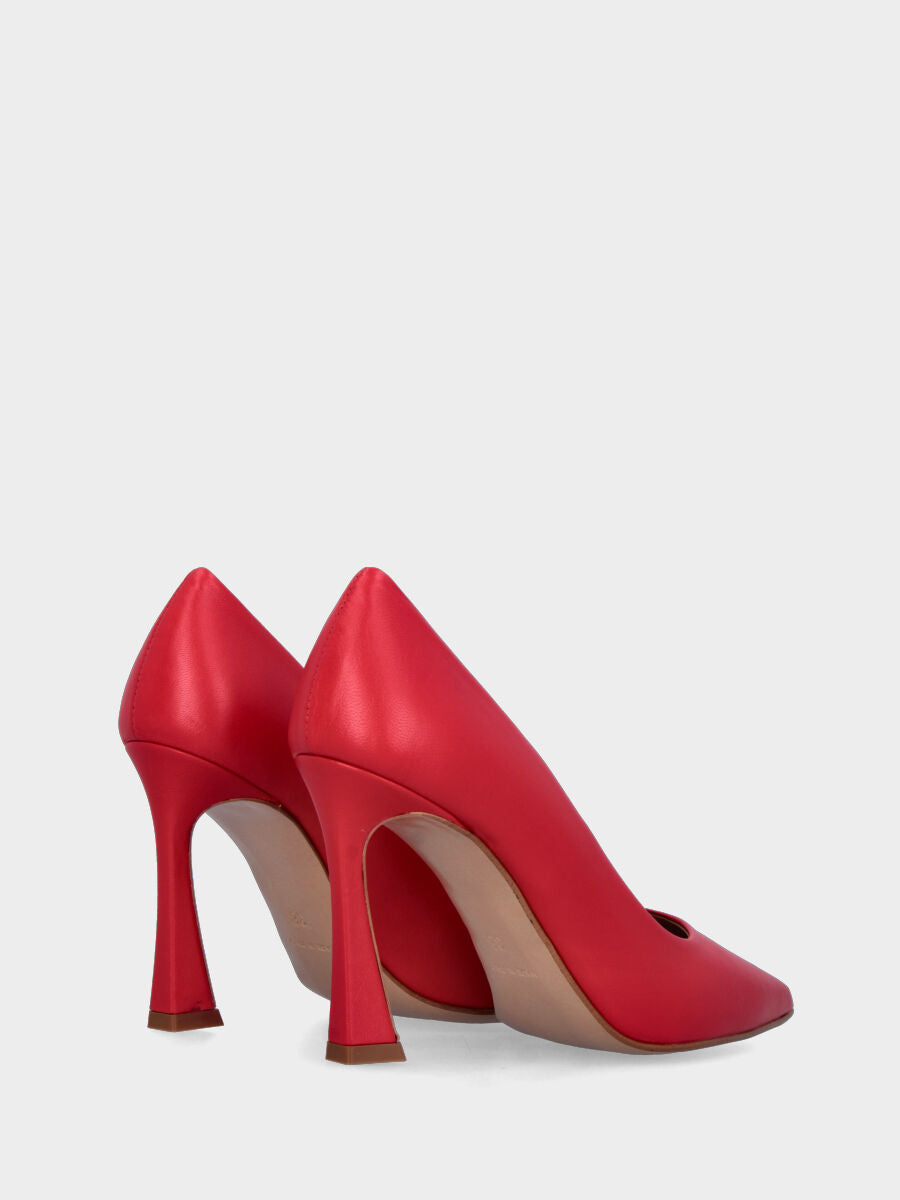 Décolleté rossa in pelle con tacco a stiletto largo