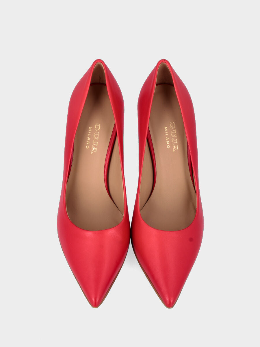 Décolleté rossa in pelle con tacco a stiletto largo