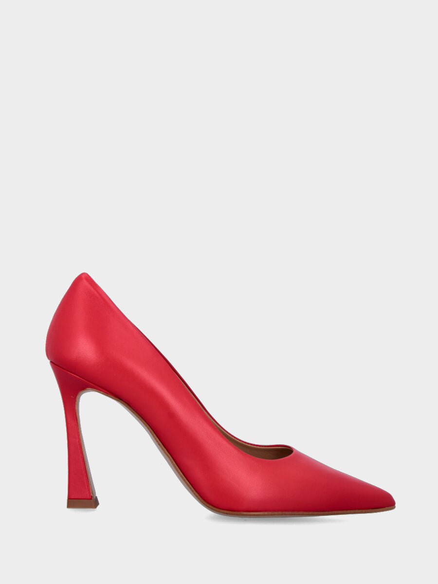 Décolleté rossa in pelle con tacco a stiletto largo