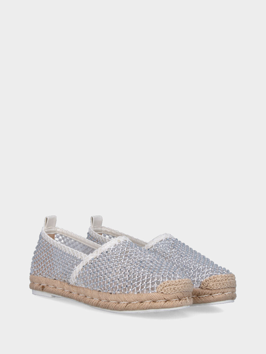 Espadrilles blanches en tissu résille avec strass