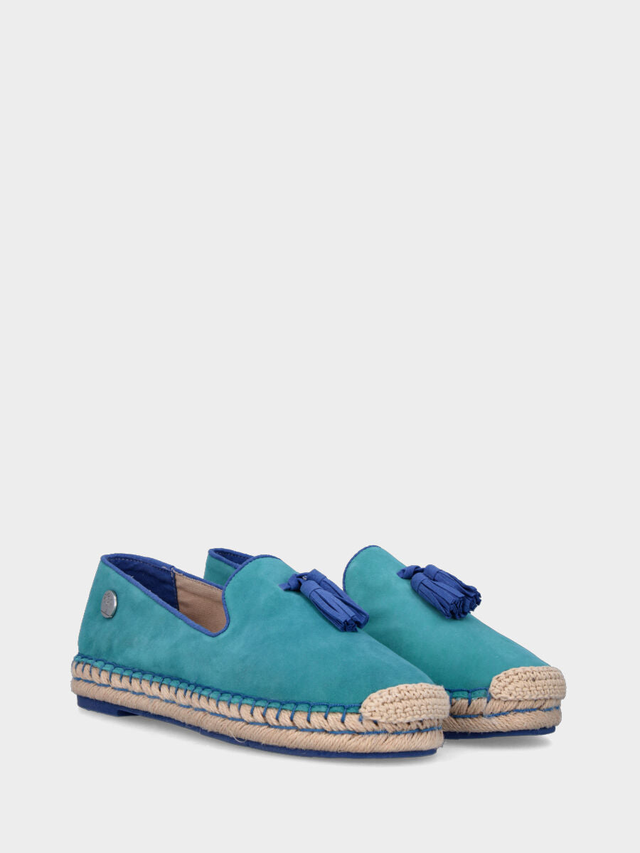 Espadrillas azzurra in pelle con nappine