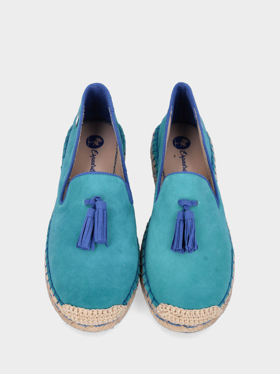 Espadrillas azzurra in pelle con nappine