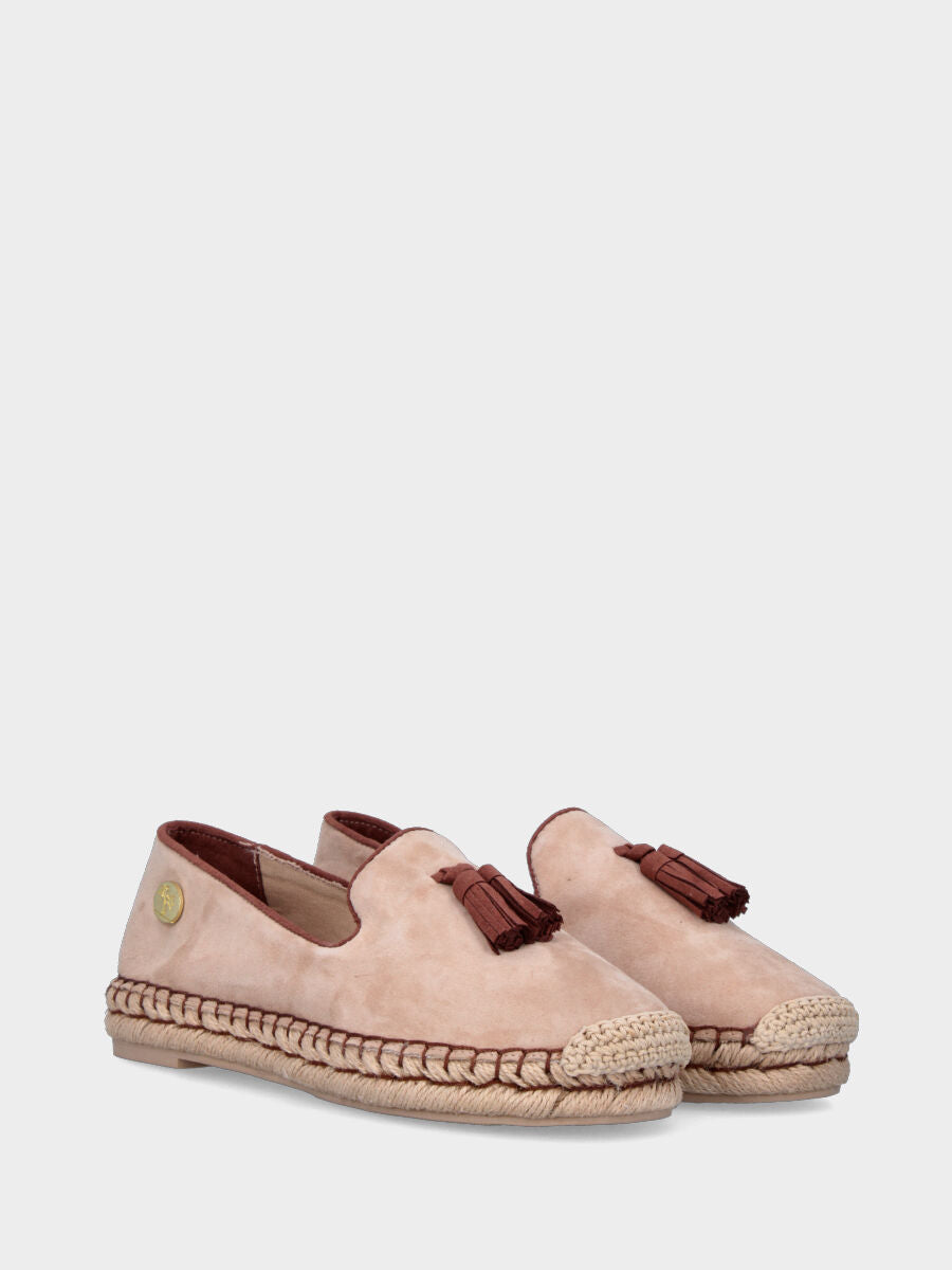 Espadrillas nude in pelle con nappine