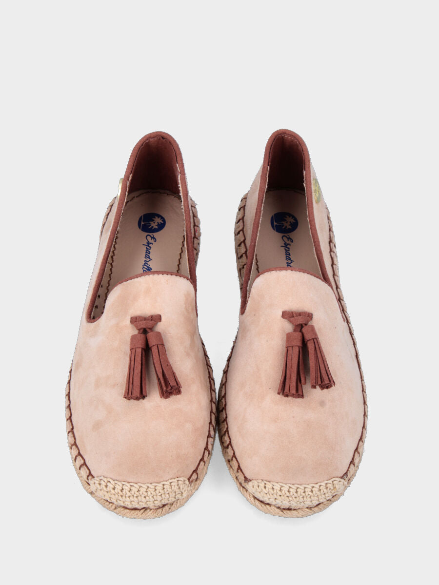Espadrillas nude in pelle con nappine