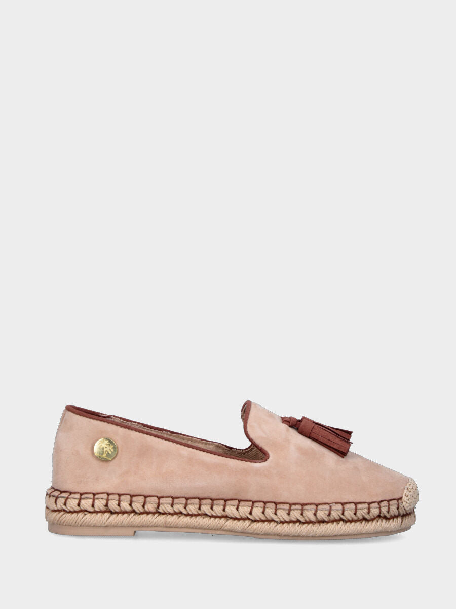 Espadrillas nude in pelle con nappine