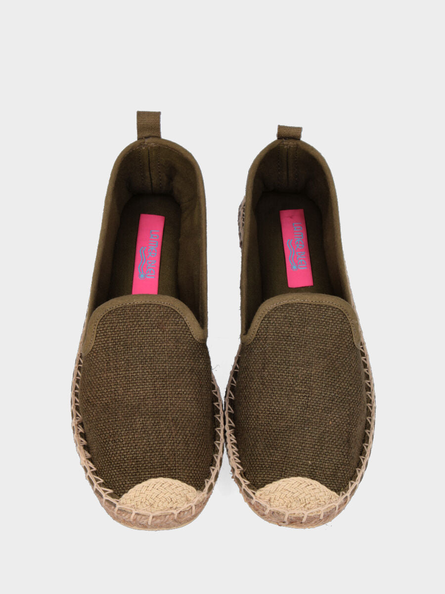Espadrilles vertes en tissu avec semelle en corde