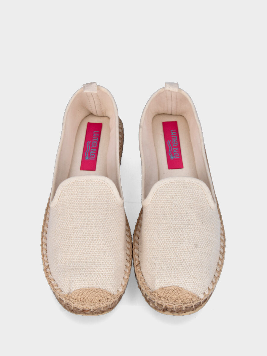 Espadrilles blanches en tissu avec semelle en corde