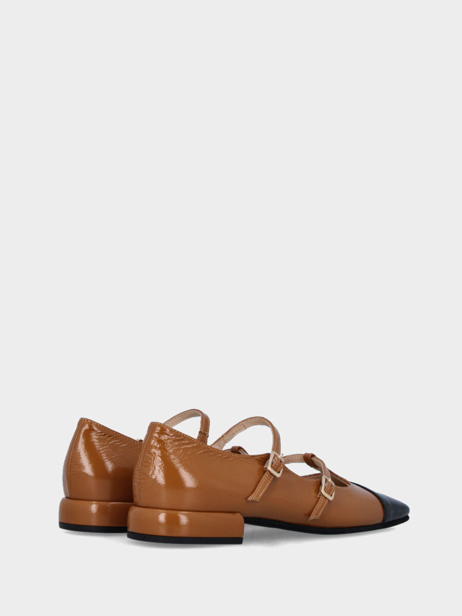 Ballerine Charleston en couleur naplak cuoio et pointe noire