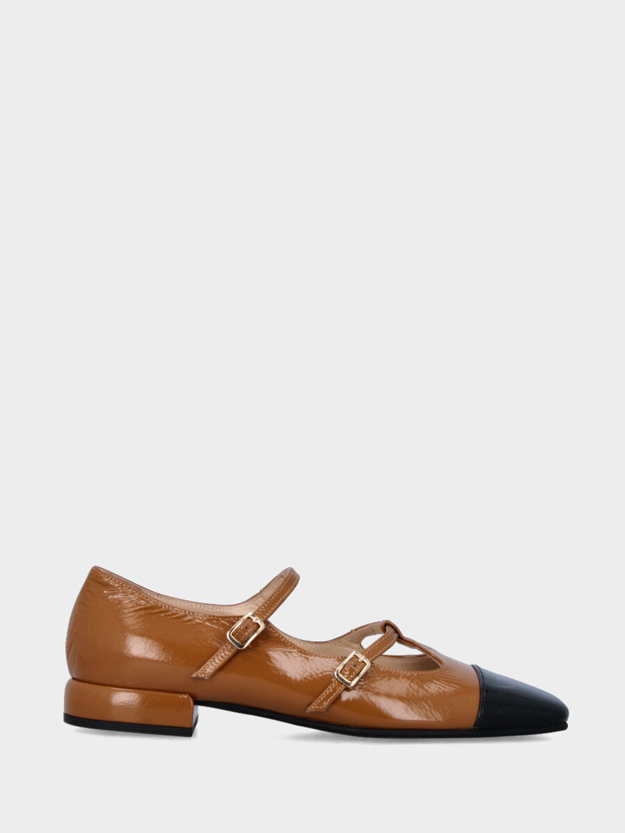 Ballerine Charleston en couleur naplak cuoio et pointe noire