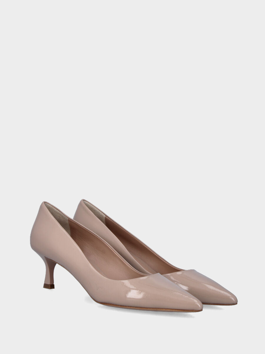 Escarpins beige en naplak avec talon creux