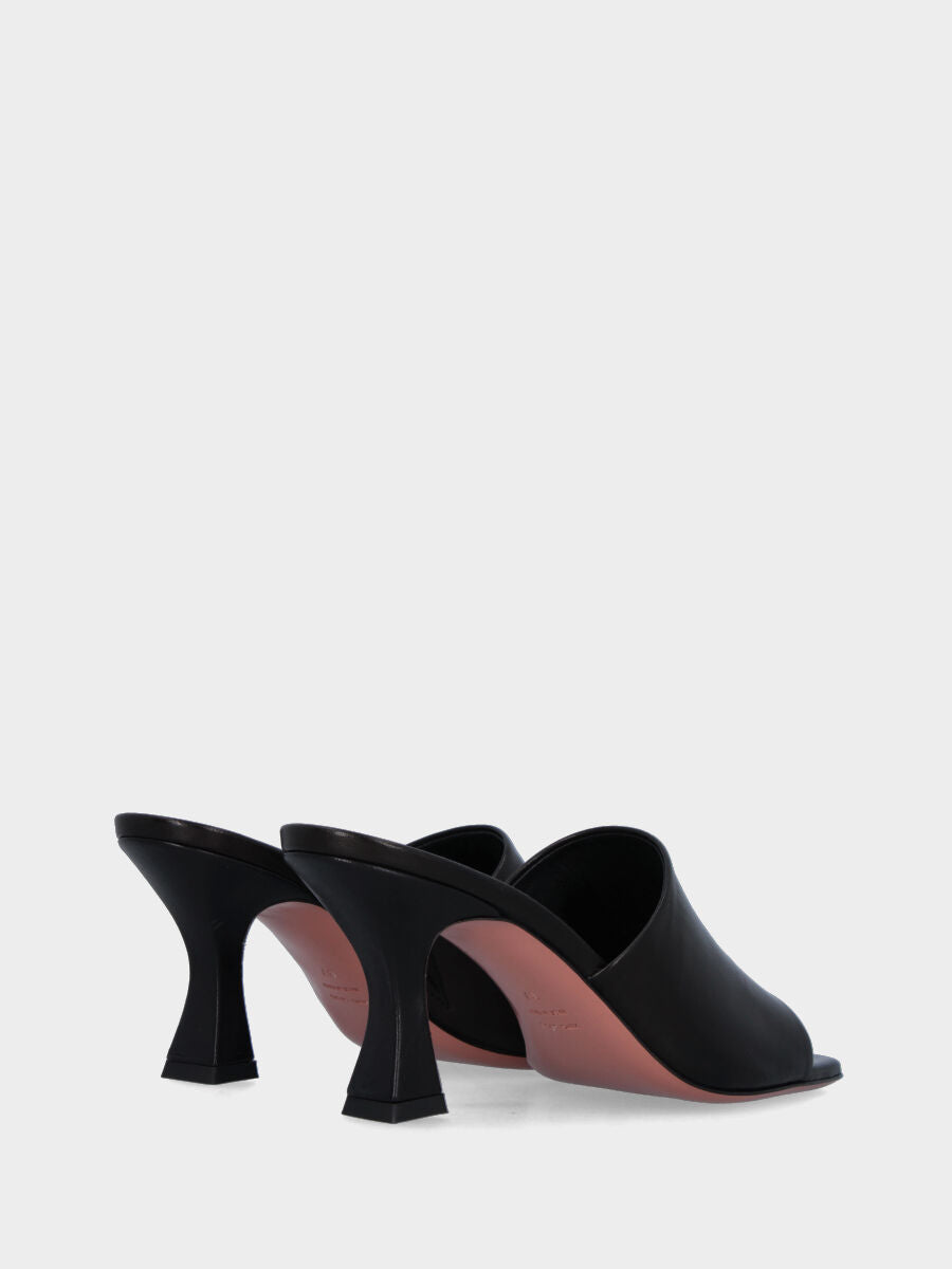 Mule noire en cuir avec bande et talon creux