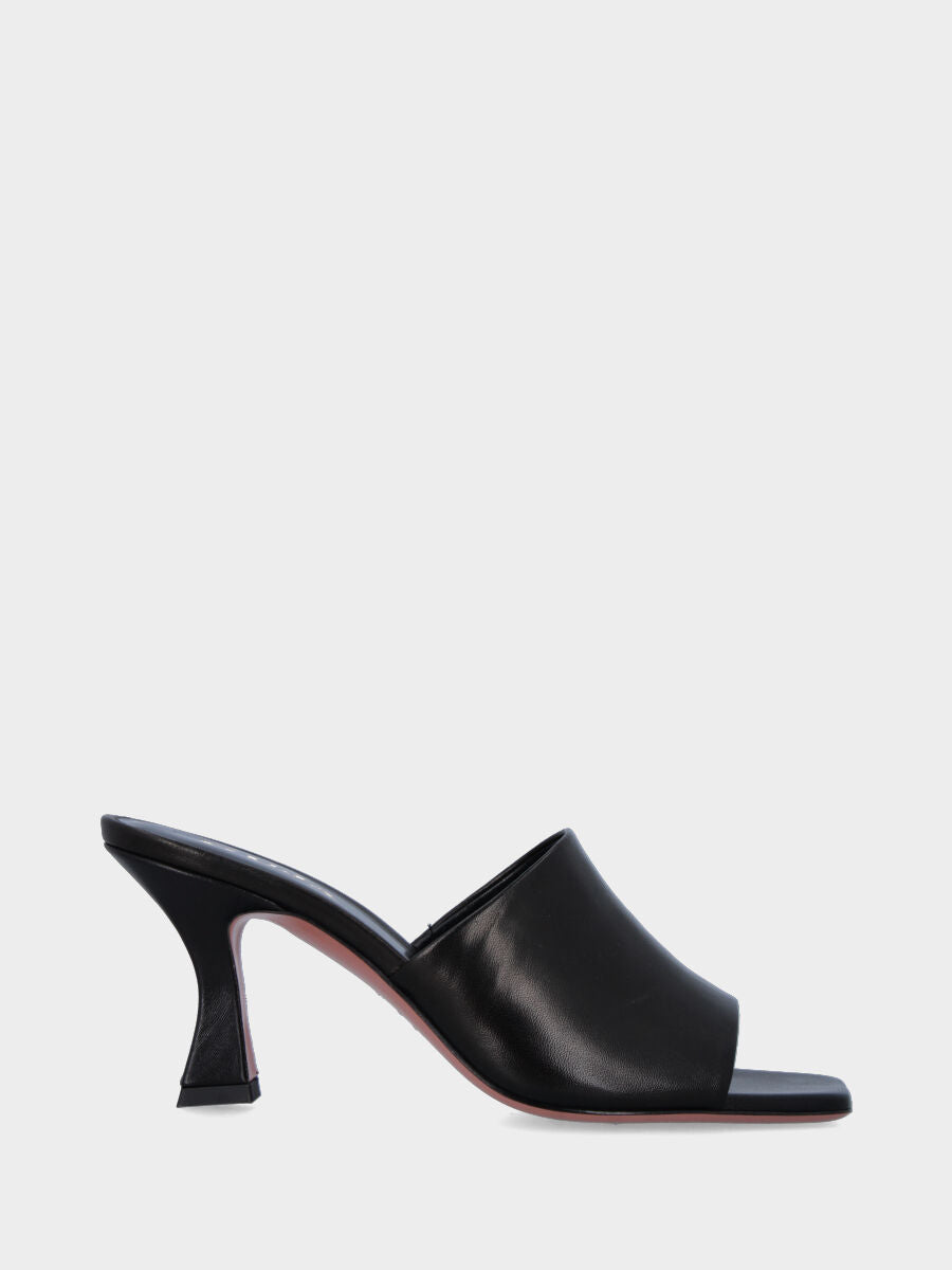 Mule noire en cuir avec bande et talon creux