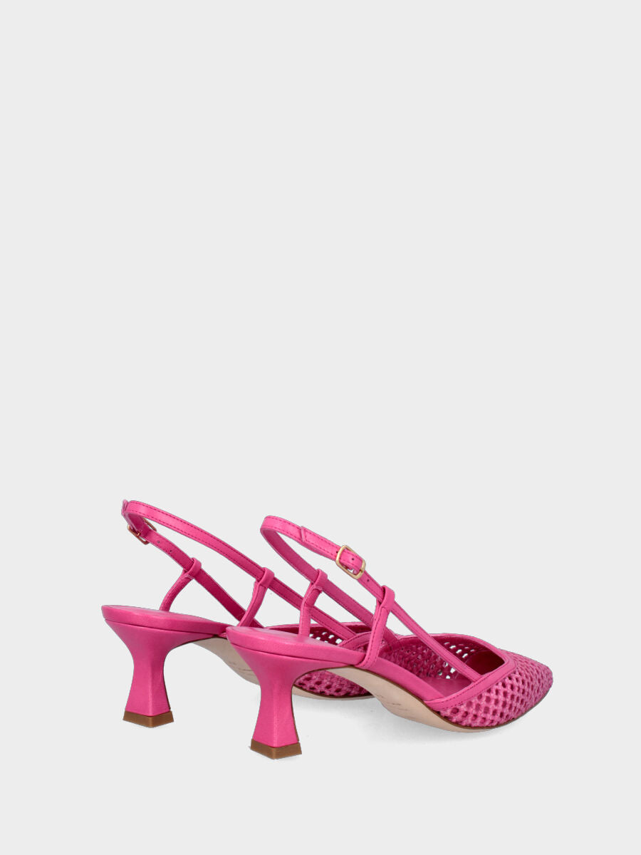 Slingback fucsia in pelle intrecciata traforata