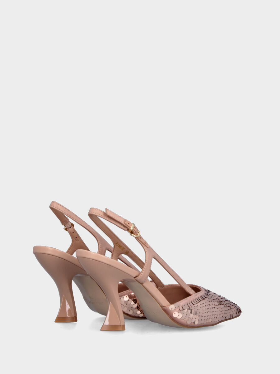 Rosa Slingback aus Stoff mit Pailletten